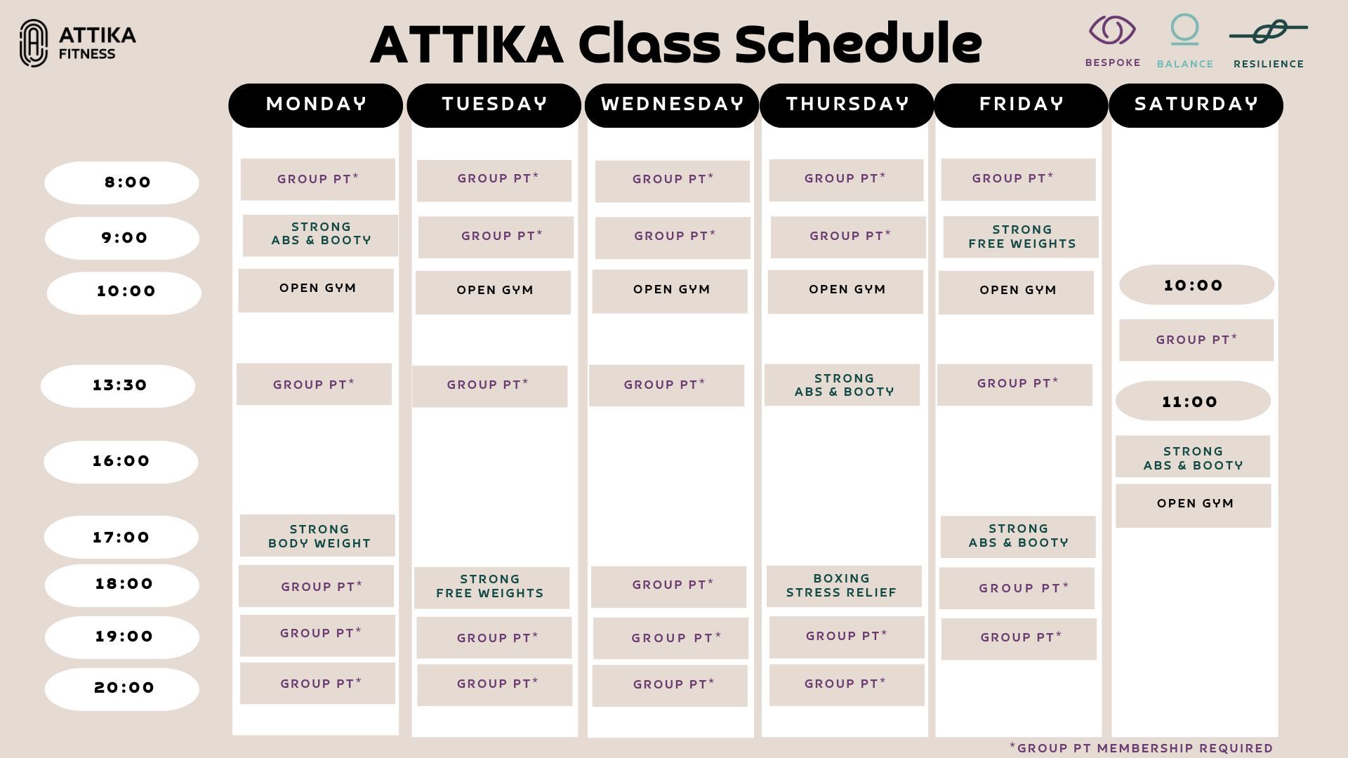 2025 Class Schedule