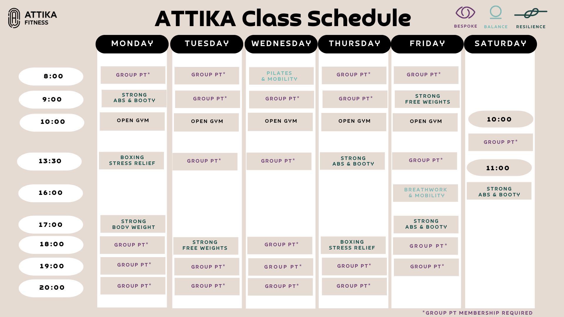 class schedule