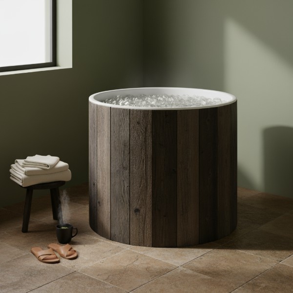 A calm space with a cold plunge tub